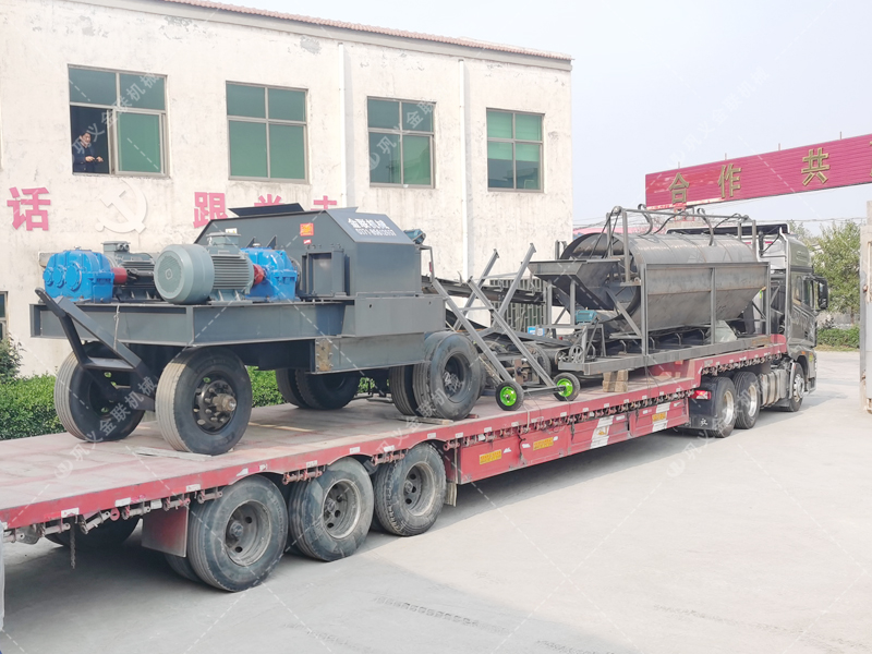 2PG1200x800大型移動式對輥破碎機發貨 破碎石灰石
