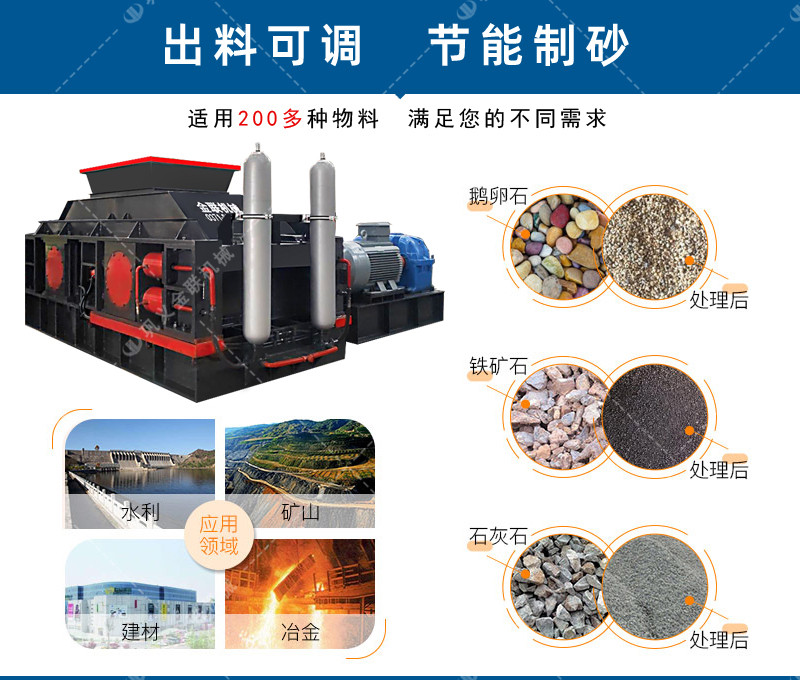 全自動液壓對輥制砂機-全液壓輥式制砂機價格-自動補壓-一次調(diào)節(jié)終身使用